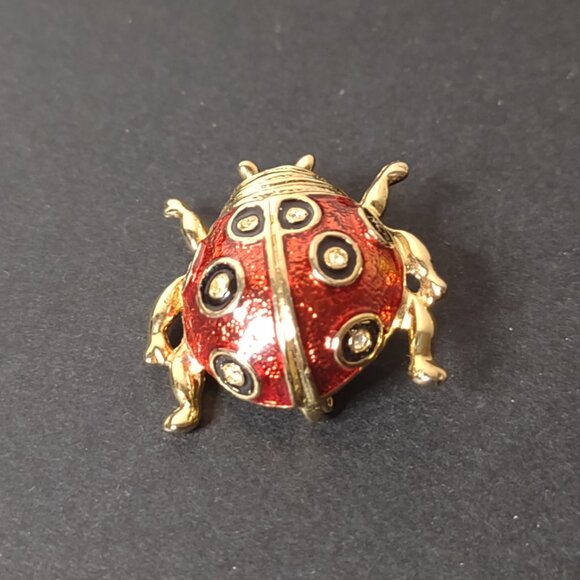Red And Gold Tone Ladybug Brooch - Picture 5 of 9
